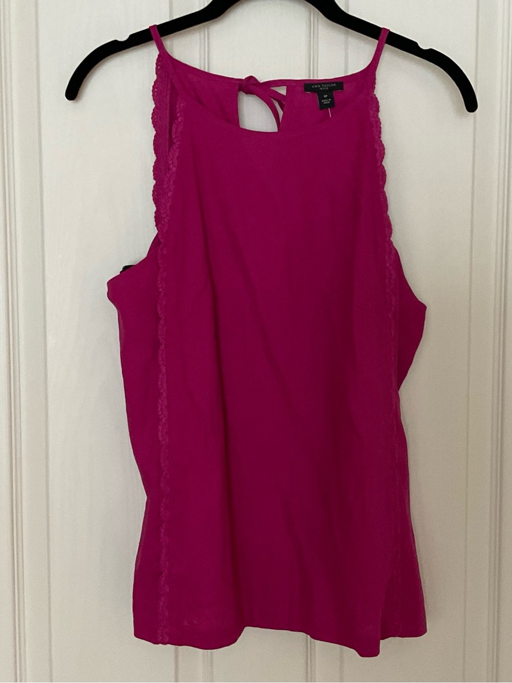 Ann Taylor Bright Magenta Lace-Trim Halter Camisole